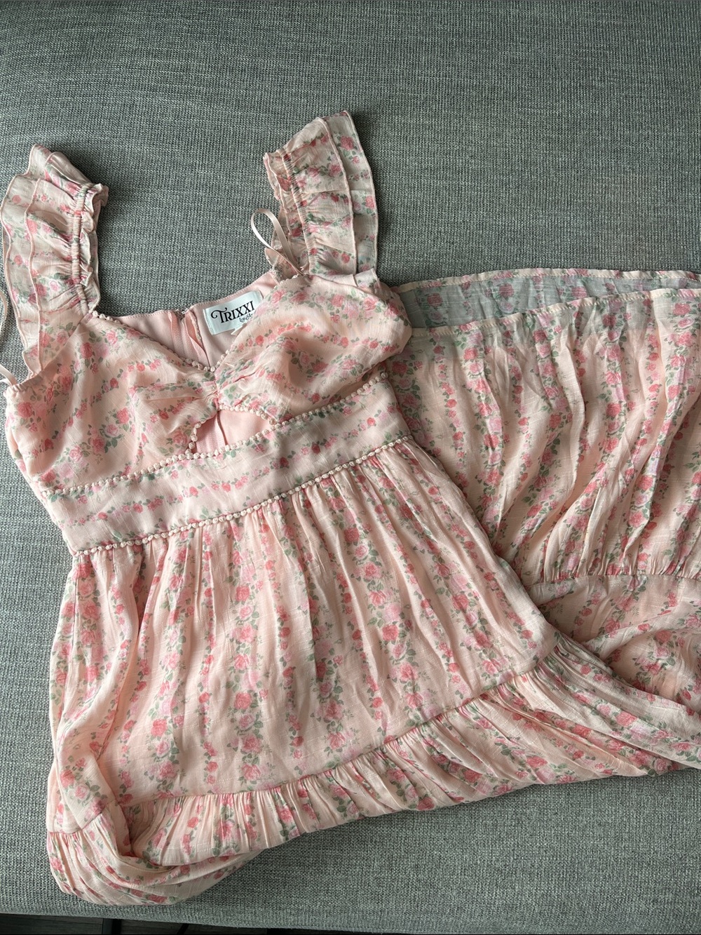 Trixxi Pink Floral Sundress with Ruffle Straps Size Medium